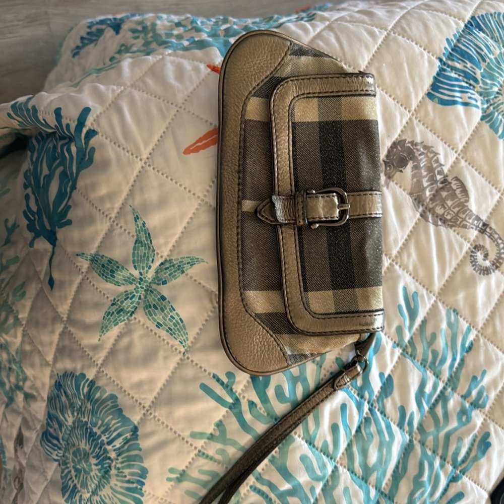 Metallic Burberry Clutch wristlet